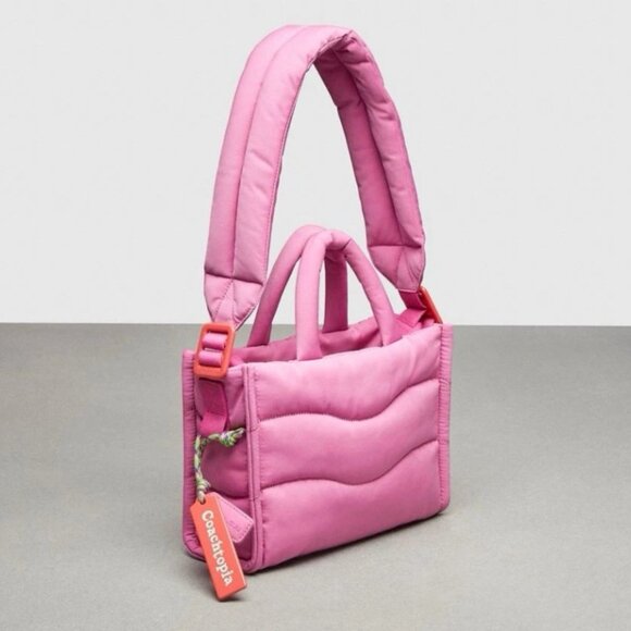 Coach Coachtopia Loop Mini Tote CT385 Pink Puffy Crossbody Bright Magenta - Picture 3 of 9